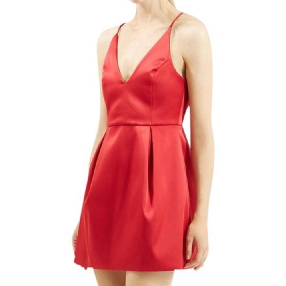 NWT Topshop Red Satin Crossback Dress